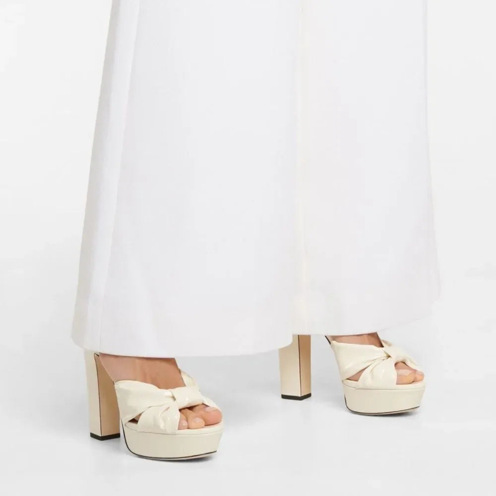 Jimmy Choo Patent Leather Ankle-Strap Platform Sandals